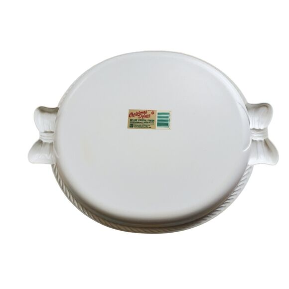 Vintage Christmas Deluxe Large Serving Tray Holiday Plastic Platter Red Horn - Picture 2 of 6